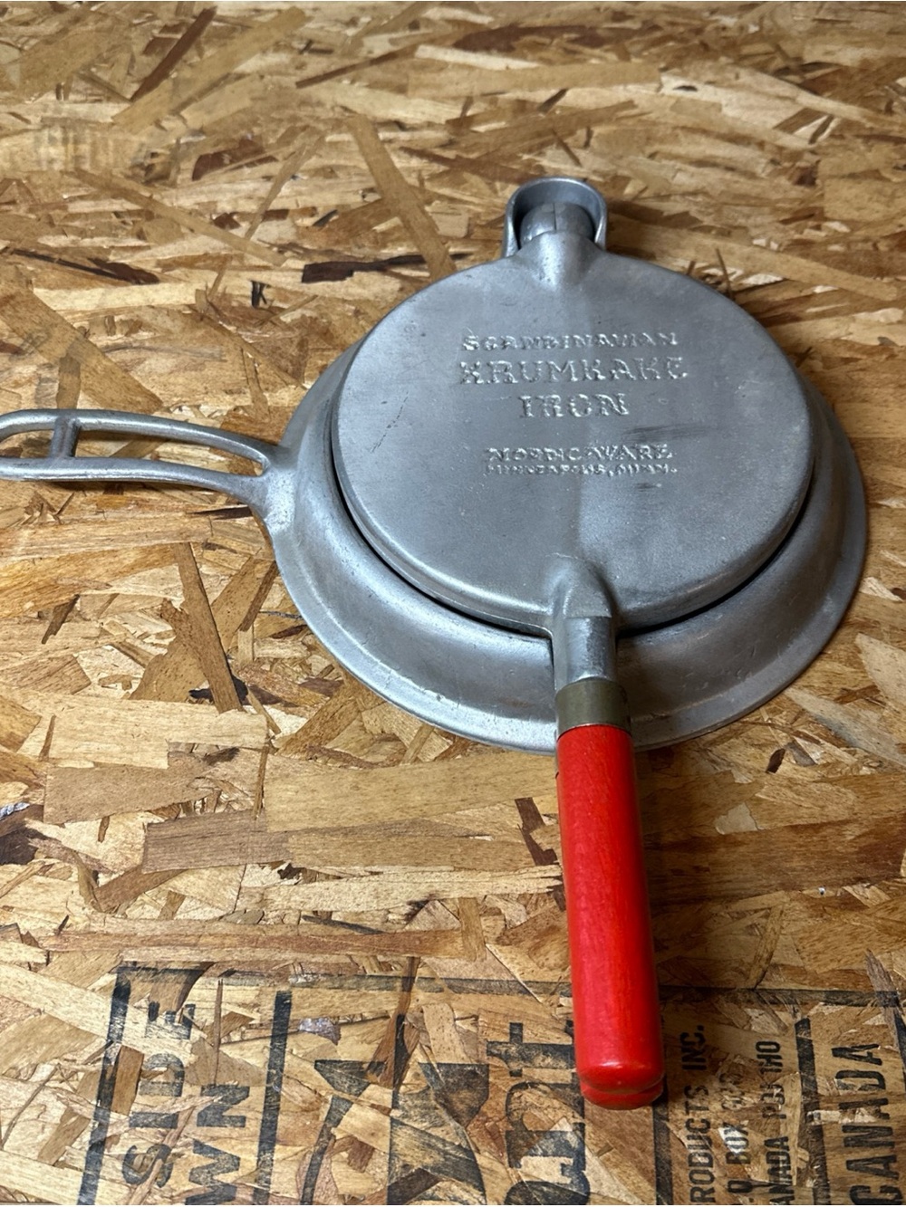 Nordic Ware Silver Cast-Aluminum Krumkake Iron with Red Handle